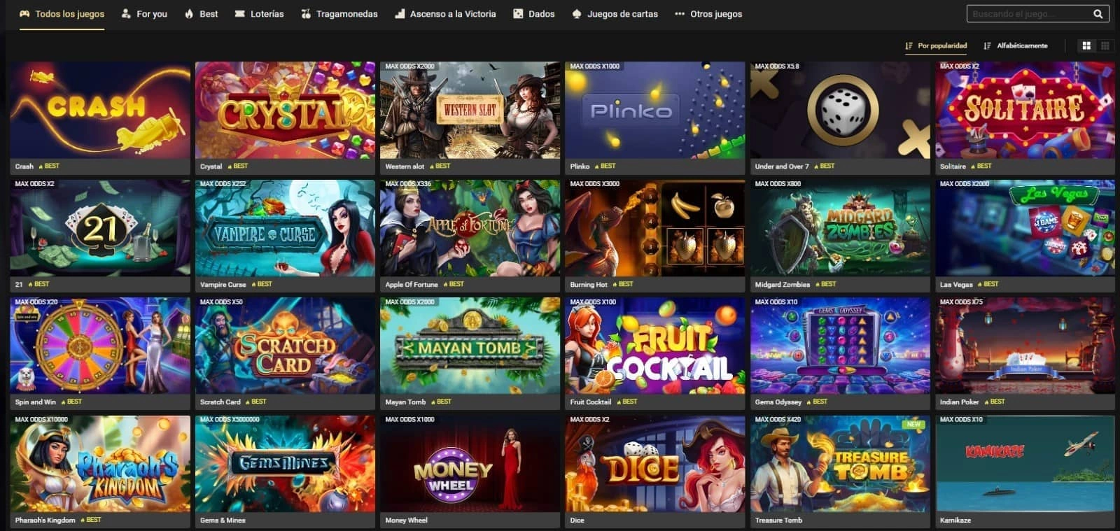 Amplia selección de juegos en 1xslots casino