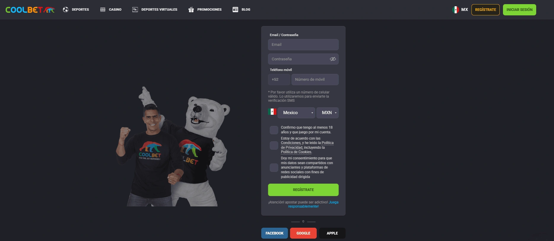 Registro en Coolbet casino