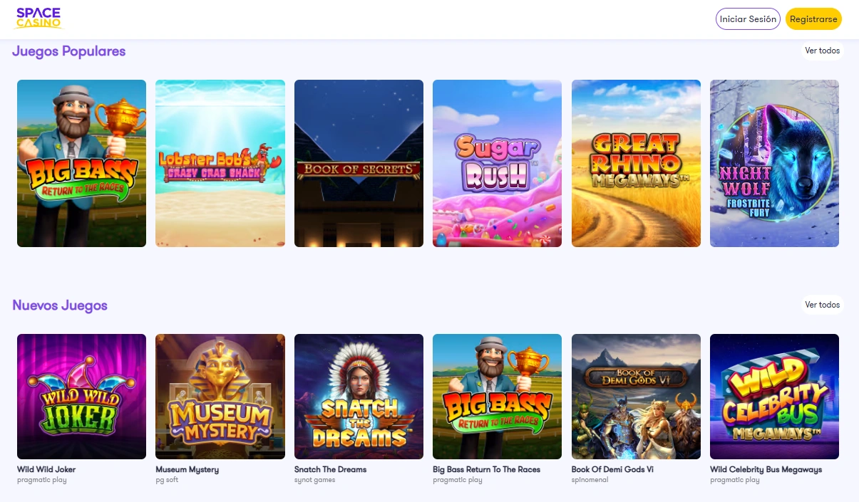 Juegos y apuestas deportivas disponibles en Space casino