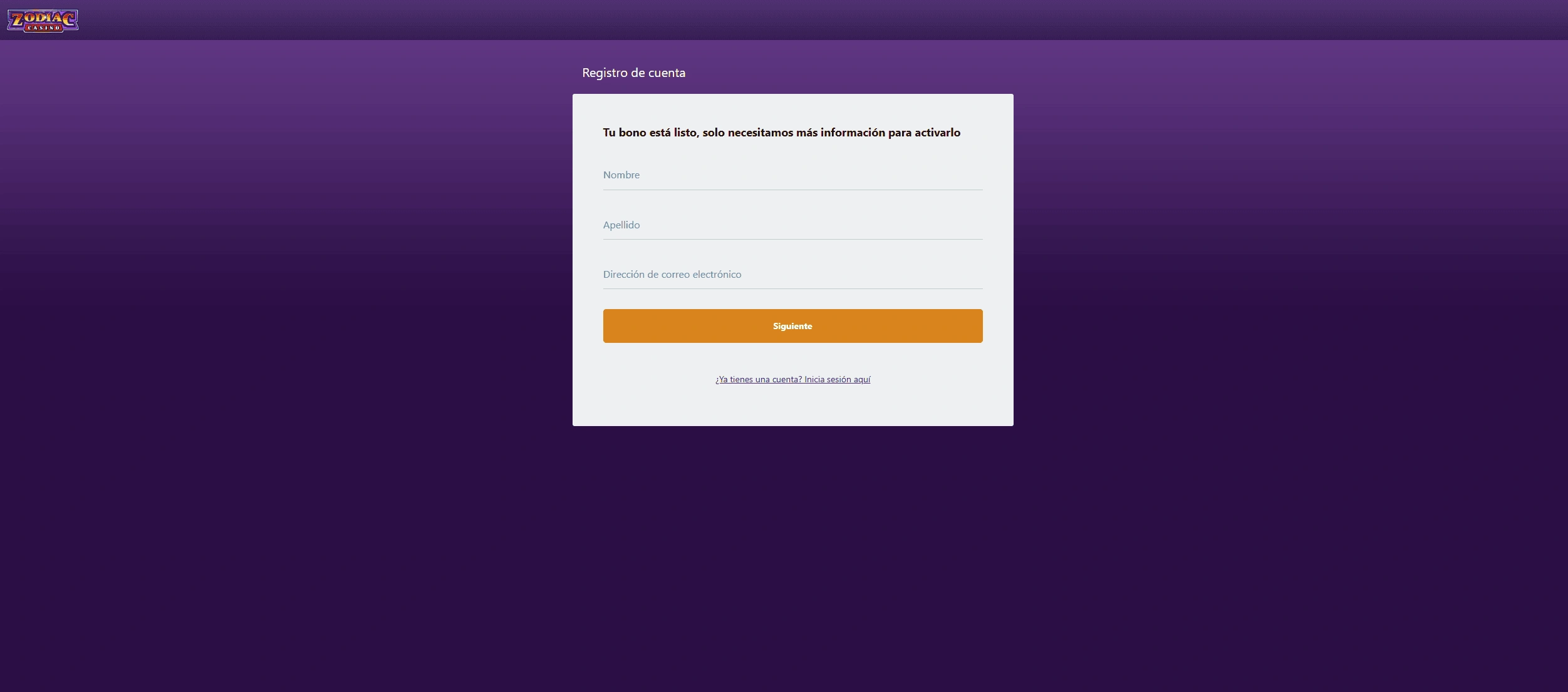 Registro y acceso en Zodiac casino